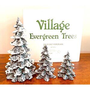 Department 56 Village Evergreen Trees Set of 3 Cold Cast Porcelain 5205-1